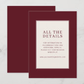 Sophisticated Maroon Minimalist Card Informatiekaartje (Voorkant / Achterkant)