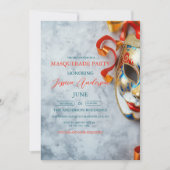 Sophisticated masker grijs Masquerade Party Verjaa Kaart (Voorkant)