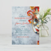 Sophisticated masker grijs Masquerade Party Verjaa Kaart (Staand voorkant)