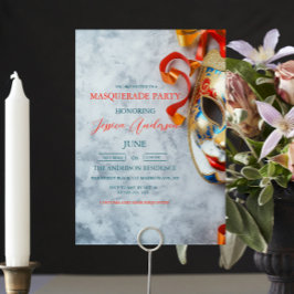 Sophisticated masker grijs Masquerade Party Verjaa Kaart