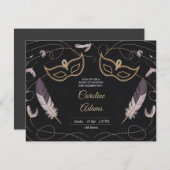Sophisticated Masquerade Verjaardagsuitnodiging Ka Kaart (Voorkant / Achterkant)