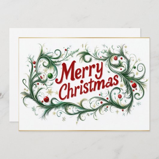 Sophisticated Merry Christmas Script Feestdagenkaart (Voorkant / Achterkant)
