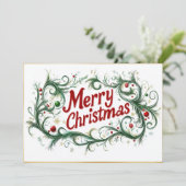 Sophisticated Merry Christmas Script Feestdagenkaart (Staand voorkant)