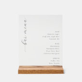 Sophisticated Minimalist Bar Menu Acryl Bord (Voorkant)