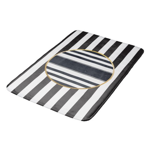 Sophisticated modern black and white Bath Mat (Gekanteld)