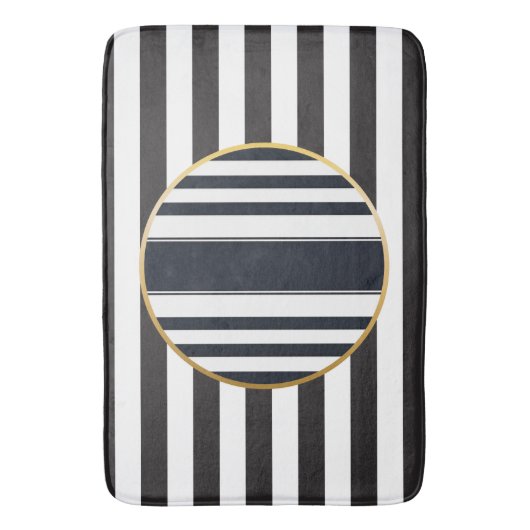 Sophisticated modern black and white Bath Mat (Voorkant Verticaal)