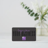 Sophisticated Modern Black  Purple Logo Generic  Visitekaartje (Staand voorkant)