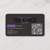 Sophisticated Modern Black  Purple Logo Generic  Visitekaartje (Achterkant)