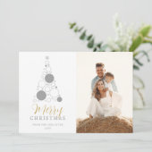 Sophisticated Modern Christmas Tree Photo Family Feestdagenkaart (Staand voorkant)