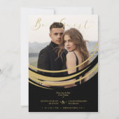 Sophisticated Modern Faux Golden Abstract Photo Save The Date (Voorkant)