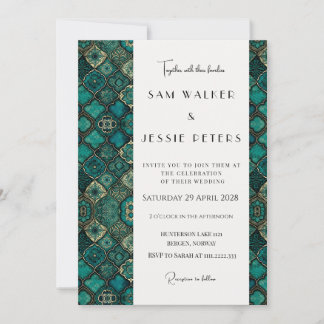 Sophisticated Modern Groene Patroon Huwelijk Kaart