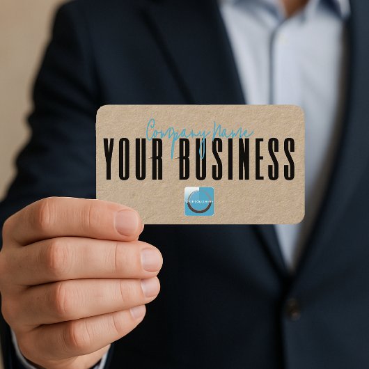 Sophisticated Modern Kraft Blue Logo Generic  Visitekaartje