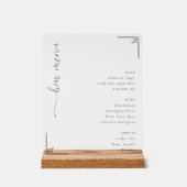 Sophisticated Monochromatic Minimalist Bar Menu Acryl Bord (Voorkant)