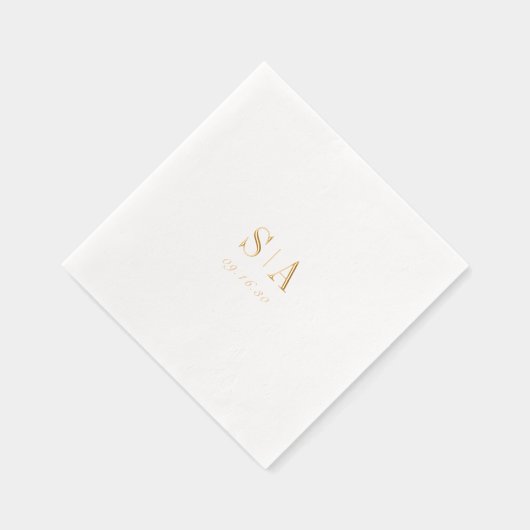 Sophisticated monogram minimalist wedding folie servetten (Rechts)