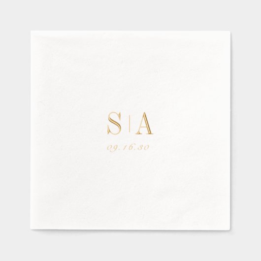 Sophisticated monogram minimalist wedding folie servetten (Voorkant)