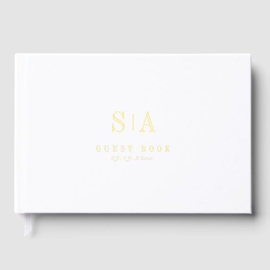 Sophisticated monogram minimalist wedding gastenboek (Voorkant)