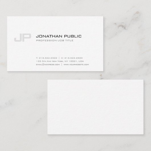 Sophisticated Monogram Plain Simple Modern Visitekaartje (Voorkant / Achterkant)