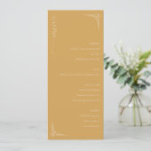 Sophisticated Mustard Yellow Minimalist Wedding Me Menu (Staand voorkant)