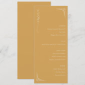 Sophisticated Mustard Yellow Minimalist Wedding Me Menu (Voorkant / Achterkant)
