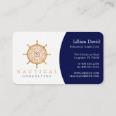 Sophisticated Navy Blue Nautical Ship Wheel Logo Visitekaartje (Achterkant)