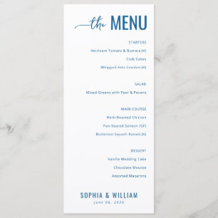 Sophisticated Navy Bruiloftsmenu Menu