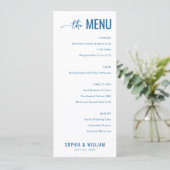Sophisticated Navy Bruiloftsmenu Menu (Staand voorkant)