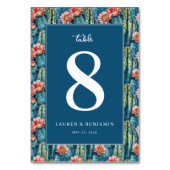 Sophisticated Navy Cactus Floral Kaart (Achterkant)