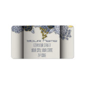 Sophisticated Navy en Geel Bloemen Adres Label (Voorkant)