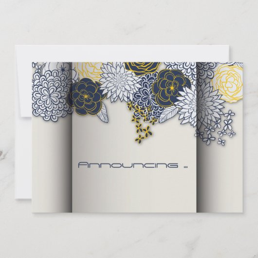 Sophisticated Navy en gele bloemen aankondiging (Voorkant)