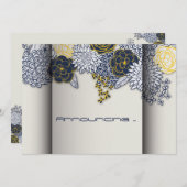 Sophisticated Navy en gele bloemen aankondiging (Voorkant / Achterkant)