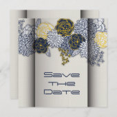 Sophisticated Navy en Gele Bloemen Bewaar de Datum Save The Date (Voorkant / Achterkant)