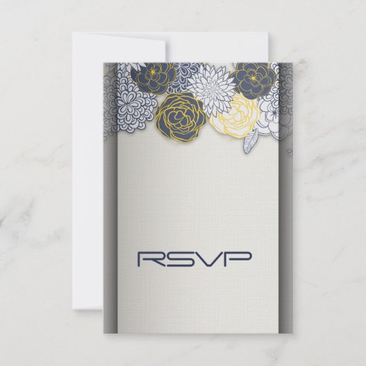 Sophisticated Navy en gele bloemen RSVP (Voorkant)