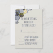 Sophisticated Navy en gele bloemen RSVP (Achterkant)