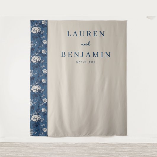 Sophisticated Navy Floral Wandkleed (Voorkant)