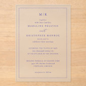 Sophisticated Navy Initials Acryl Uitnodigingen (Voorkant)