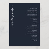 Sophisticated Navy Minimalist Wedding Program Programmakaart (Achterkant)
