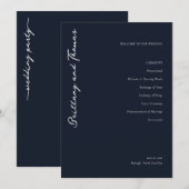 Sophisticated Navy Minimalist Wedding Program Programmakaart (Voorkant / Achterkant)
