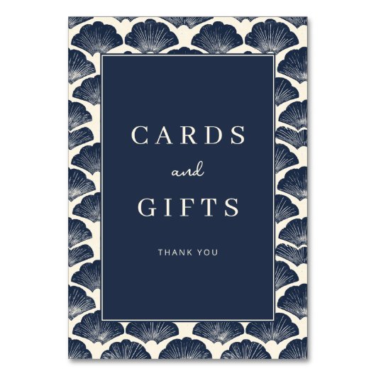 Sophisticated Navy Seashell Border Kaart (Voorkant)