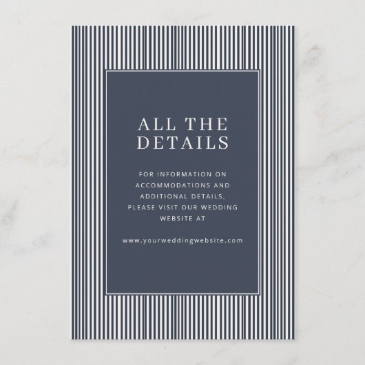 Sophisticated Navy Stripes Informatiekaartje (Voorkant)