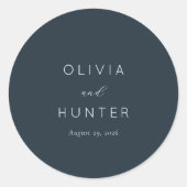 Sophisticated Navy Typographic Ronde Sticker (Voorkant)