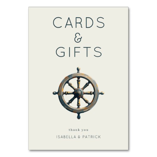 Sophisticated Neutral Nautical Wheel Kaart (Voorkant)