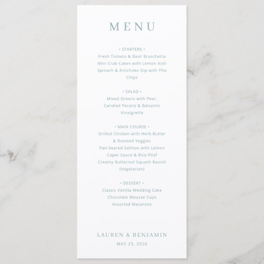 Sophisticated Off-White Menukaartsjabloon Menu (Voorkant)