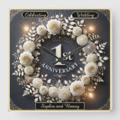 Sophisticated Paper Wreath voor Liefde Vierkante Klok (Voorkant)