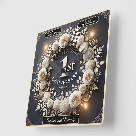 Sophisticated Paper Wreath voor Liefde Vierkante Klok (Hoek)