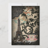 Sophisticated Paris floral Lace  theefeest Kaart (Voorkant)
