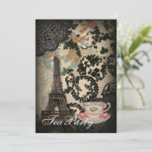 Sophisticated Paris floral Lace  theefeest Kaart (Staand voorkant)