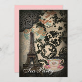 Sophisticated Paris floral Lace  theefeest Kaart (Voorkant / Achterkant)