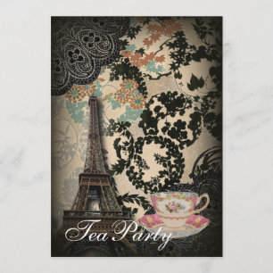 Sophisticated Paris floral Lace  theefeest Kaart