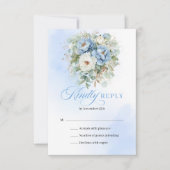 Sophisticated Pastel Blue Floral Wedding RSVP Card (Voorkant)