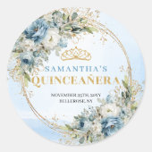 Sophisticated Pastel Blue Gold Eucalyptus Sticker (Voorkant)